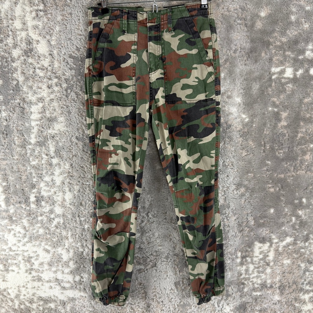 Tinseltown Size 0 Camouflage High Rise Cargo Jogger Pants Green Full Women